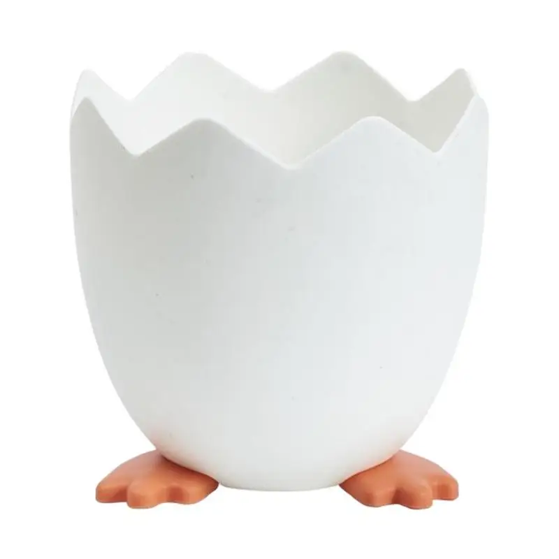 Egg Shaped Pencil Holder Desktop Funny Pen Cup with Duck Paw Base Shatter-Resistant Storage Organizer for Erasers Rulers Crayons