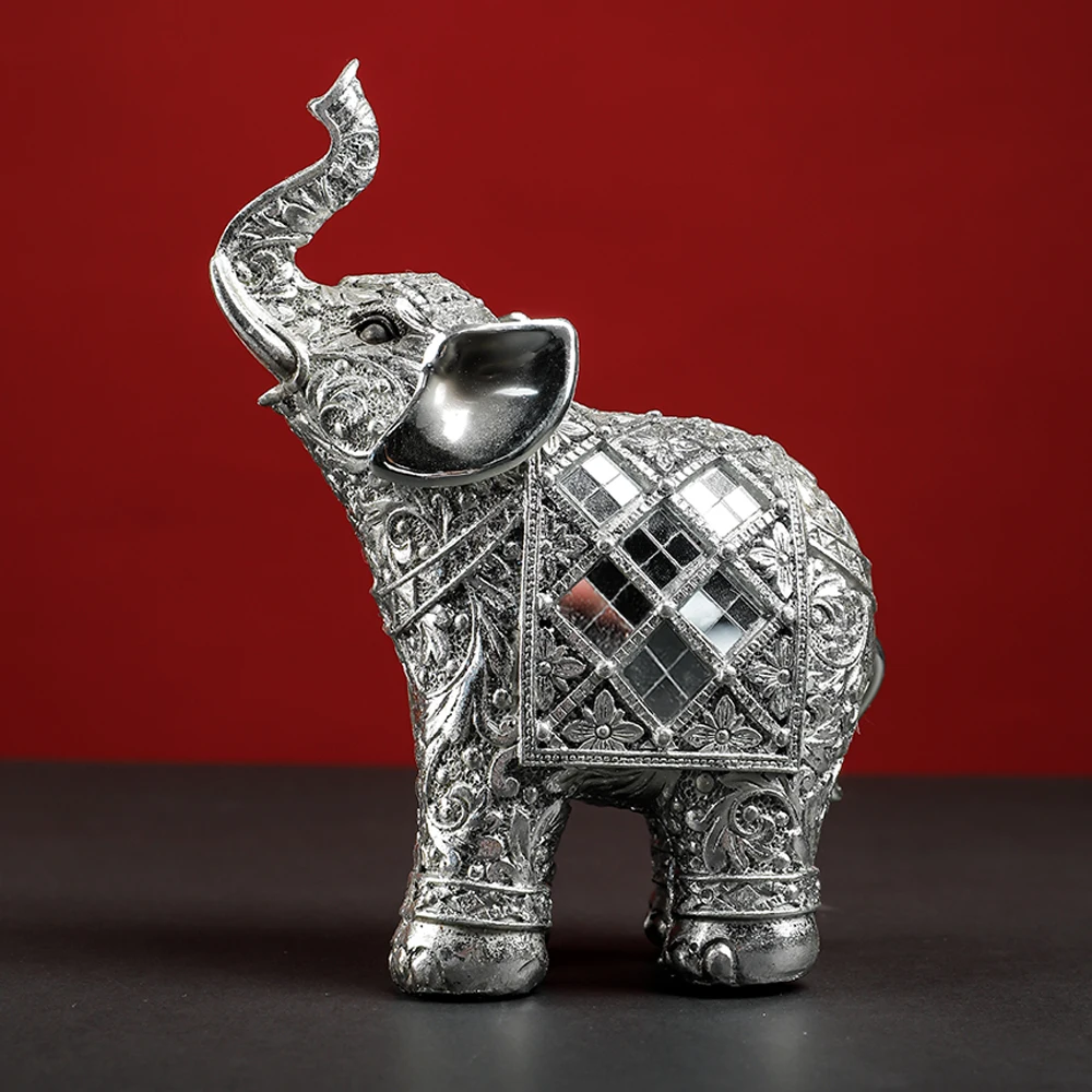 Elephant Lucky Feng Shui Statue Sculpture Chinese Wealth Figurine for Home Decoration Luxury Good Lucky Gift Table Room Decor