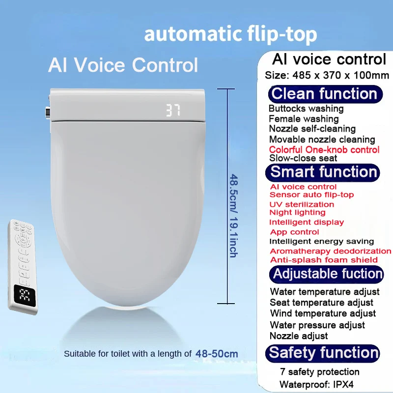 AI Voice WC Digital Toilette Japonais Ouverture Automatique Touchless Flip Toilet Seat Bidet App Cuvette Japonaise Smart Toilet