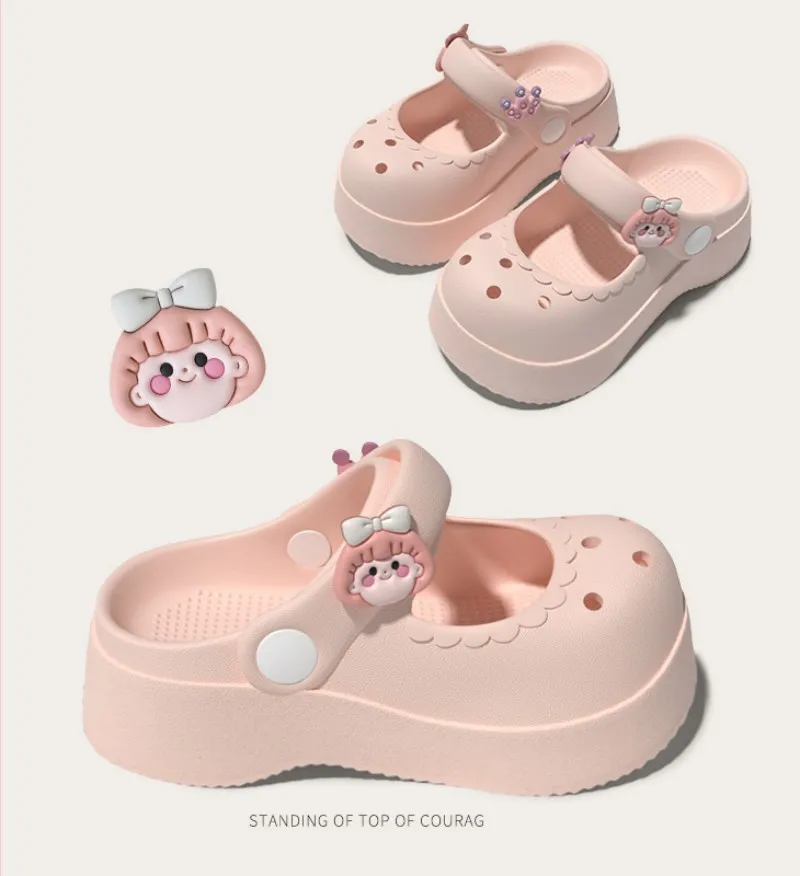 Slippers Parent-child Sandals Simple Bathroom Non-slip Lightweight Beach Shoes Couple EVA Sandals DIY Accessories Jelly Shoes