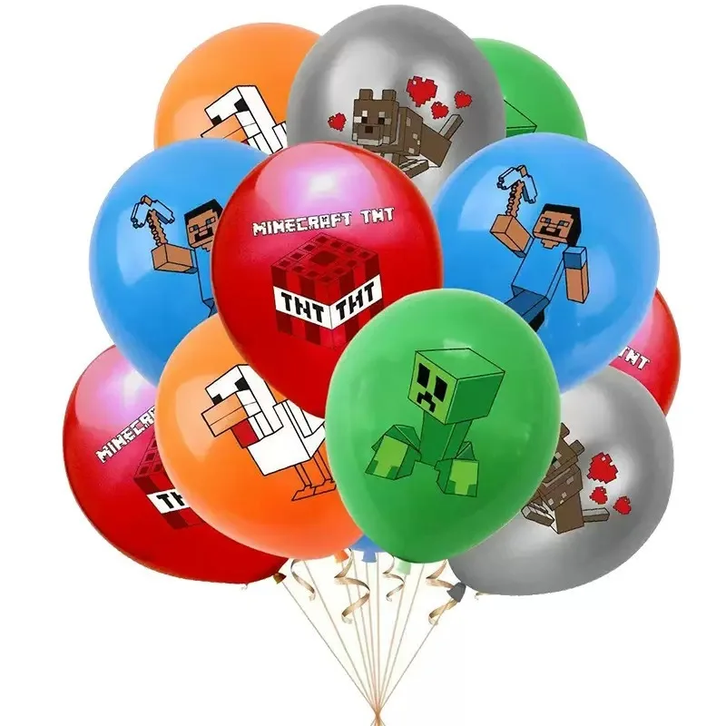 43pcs a set for Minecrafte Happy Birthday Banner Party Decoration Anime Spiral Ornament Cake Topper Supplies Party Supplie Toy view 3