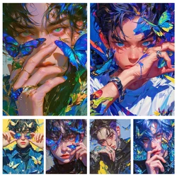 The Cross Embroidery Portrait Art of the New 2024 All Diamond Mosaic Embroidery Picture of the Butterfly Men's Diamond Painting