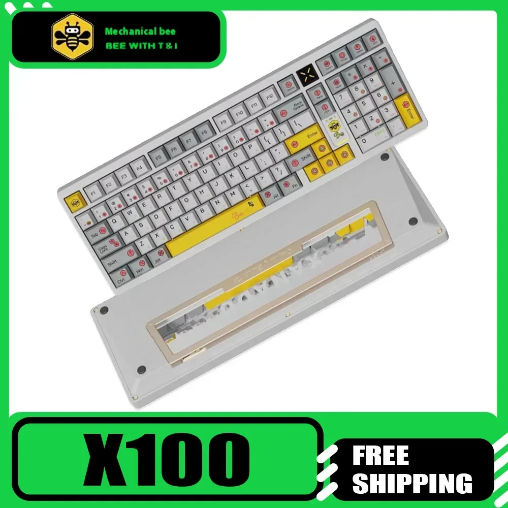 

Механическая клавиатура Bee с T&I X100 XANADU, трехрежимная RGB-умный экран, беспроводная игровая клавиатура, прокладка с возможностью горячей замены, RGB-ПК, геймер