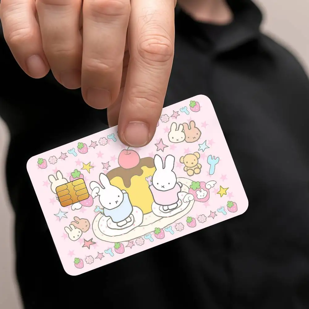 M-Miffy Cartoon-Schutzaufkleber für Kreditkarten und Öffentliche Verkehrskarten, Wasserfeste Kartenfront-Dekoration, 4 Stück – Detail 4
