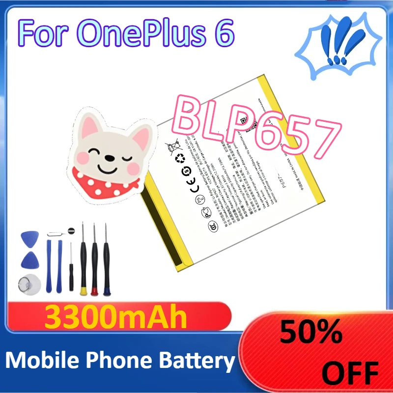 بطارية الهاتف المحمول BLP657 بقدرة 3300 مللي أمبير في الساعة لهاتف OnePlus 6 بطارية بديلة + أدوات #1