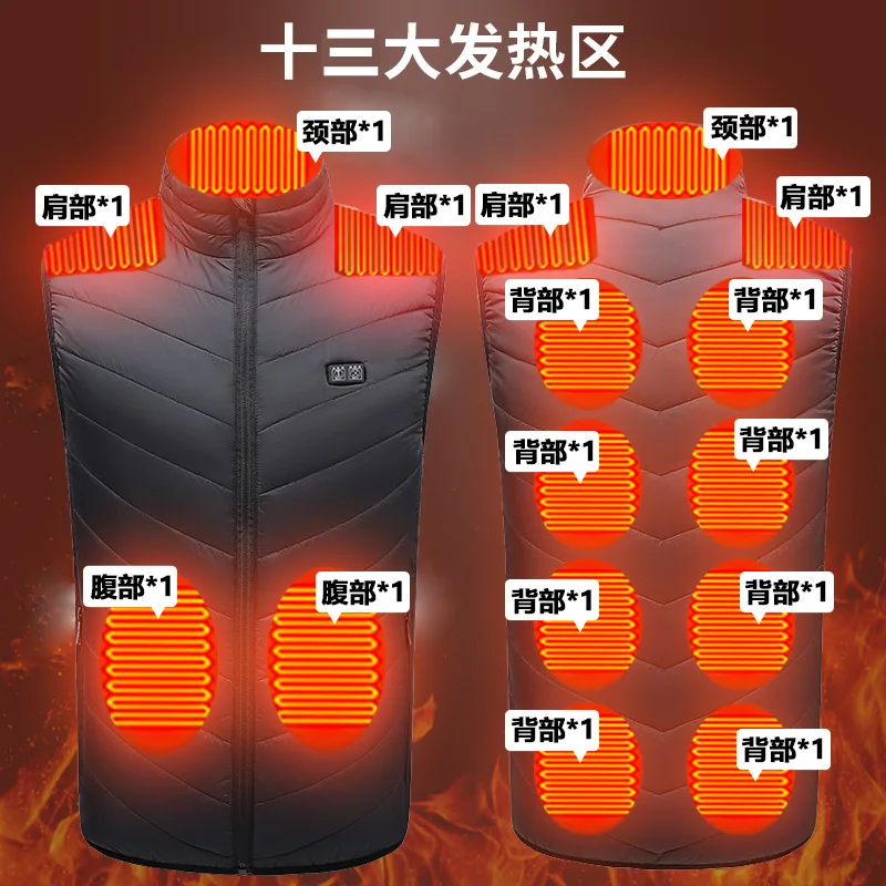 Cross-Border Winter Cotton-Padded Clothes Double Control13District Heating Suit Slim-Fit Heating Intelligent Constant Temperatur