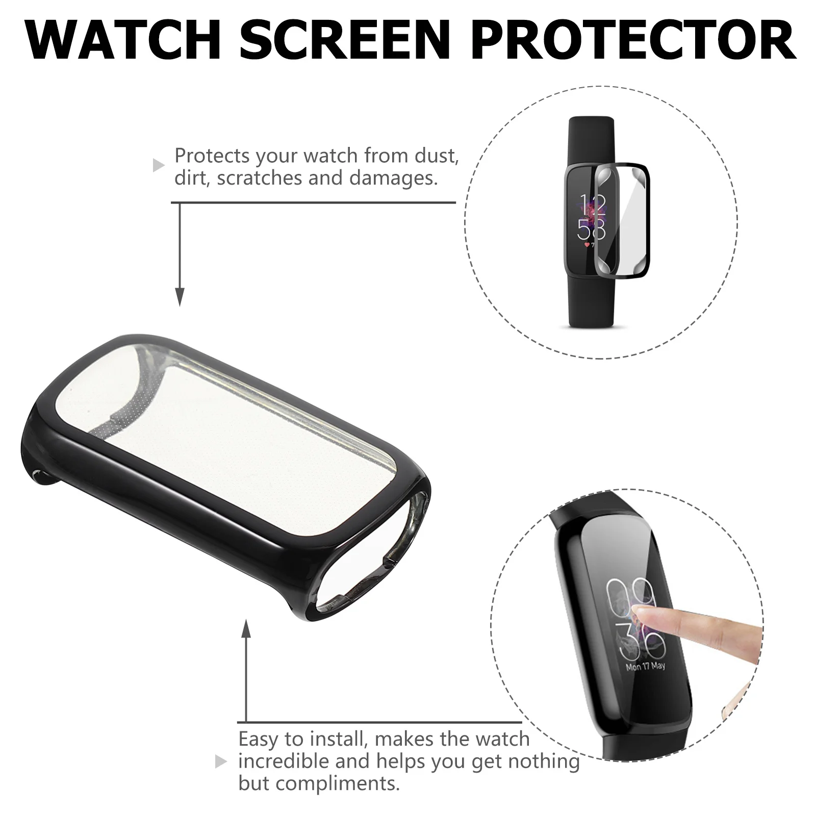 2 stks Tpu Horloge Screen Protector Case Volledige Dekking Anti-Kras Smartwatch Bescherming Shell Duurzame Cover Compatibel met Luxe