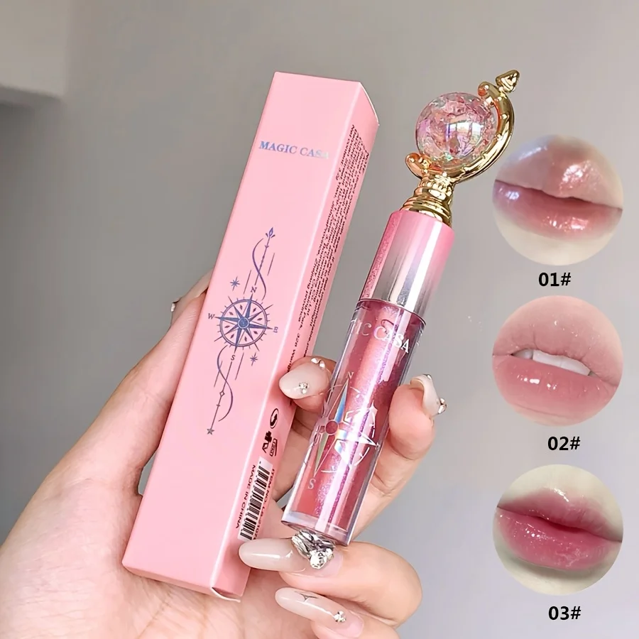 Long-Lasting Hydrating Magic Castle Lip Gloss Non-Staining Glass Lipstick Earth Design Glossy Finish All Skin Tones Beauty