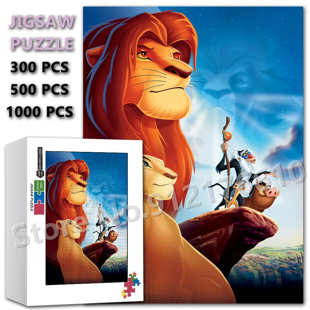 

The Lion King Jigsaw Puzzle for Adult Disney Cartoon Simba Print Wooden Puzzle Toys Decompress Educational Family Gifts