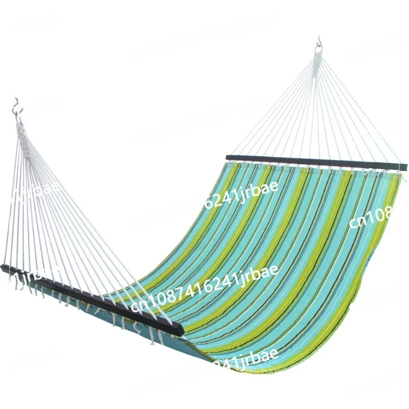 12 FT Double Quilted Fabric Hammock with Hardwood Spreader Bars Detachable Pillow and Chains for Camping Patio Yard Beach