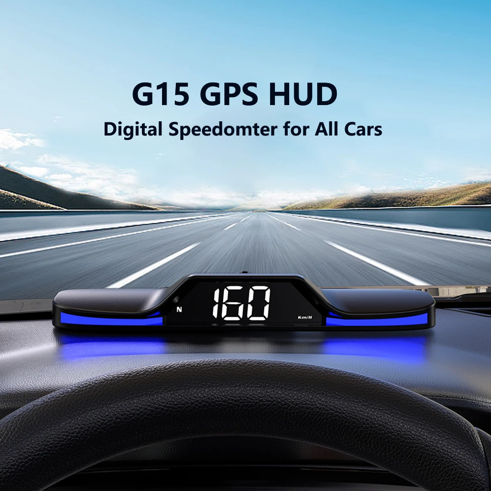 

Geyiren G15 GPS HUD Digital Speedometer for Cars HD Smart Head Up Display Odometer Over Speed Alarm Clock Compass Auto Meter