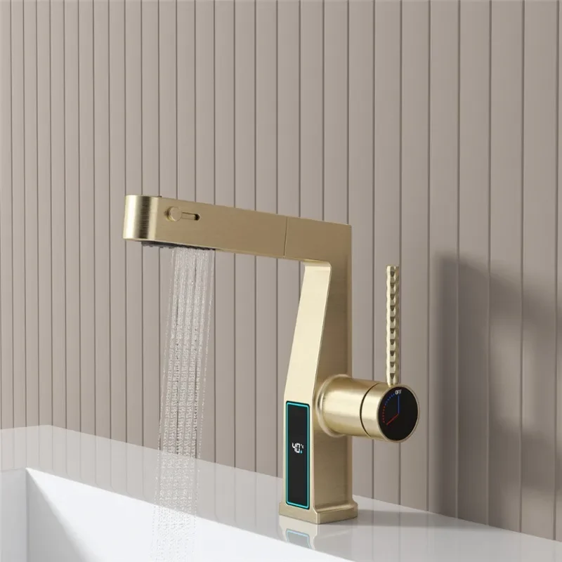 Brushed Gold Bathroom Faucet with shower Head Basin Faucet Black sink tap Hot and Cold Chrome Grey Basin Tap Brass Material