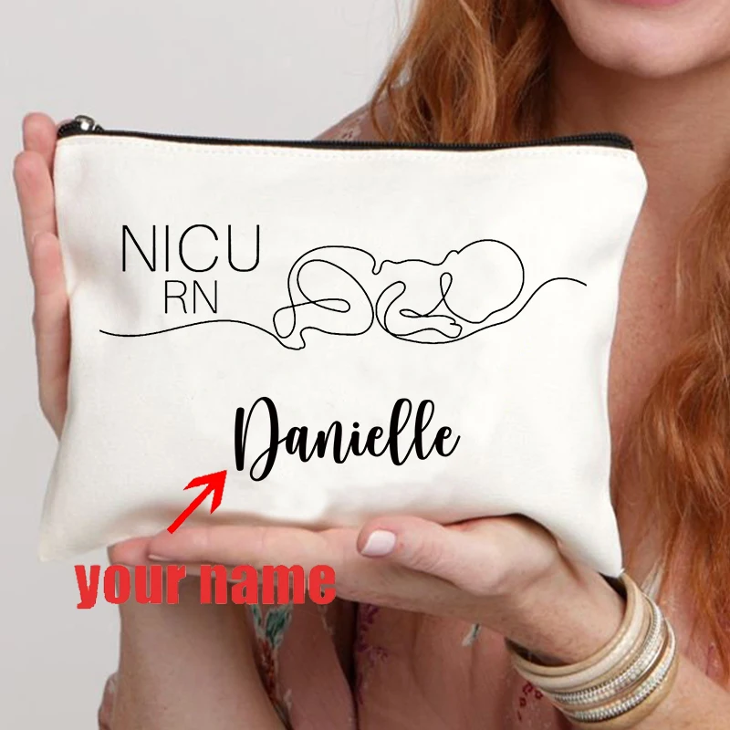 

Personalized NICU RN Name Customization NICU Nurse Makeup Bag Gift Mom Wallet Fashion Travel Lipstick Stationery Storage Bag