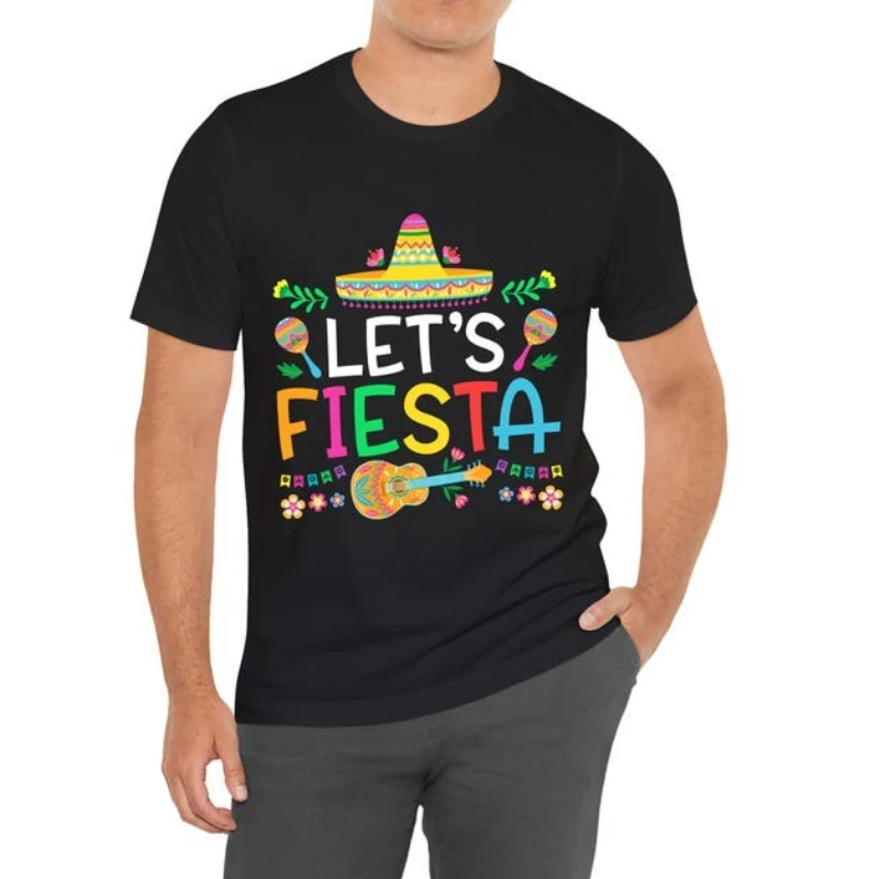 Cinco De Mayo Party Lets Fiesta Mexican 5th May Camisetas gráficas para hombres y mujeres Regalos divertidos para papá mamá Tops de verano Camiseta de algodón