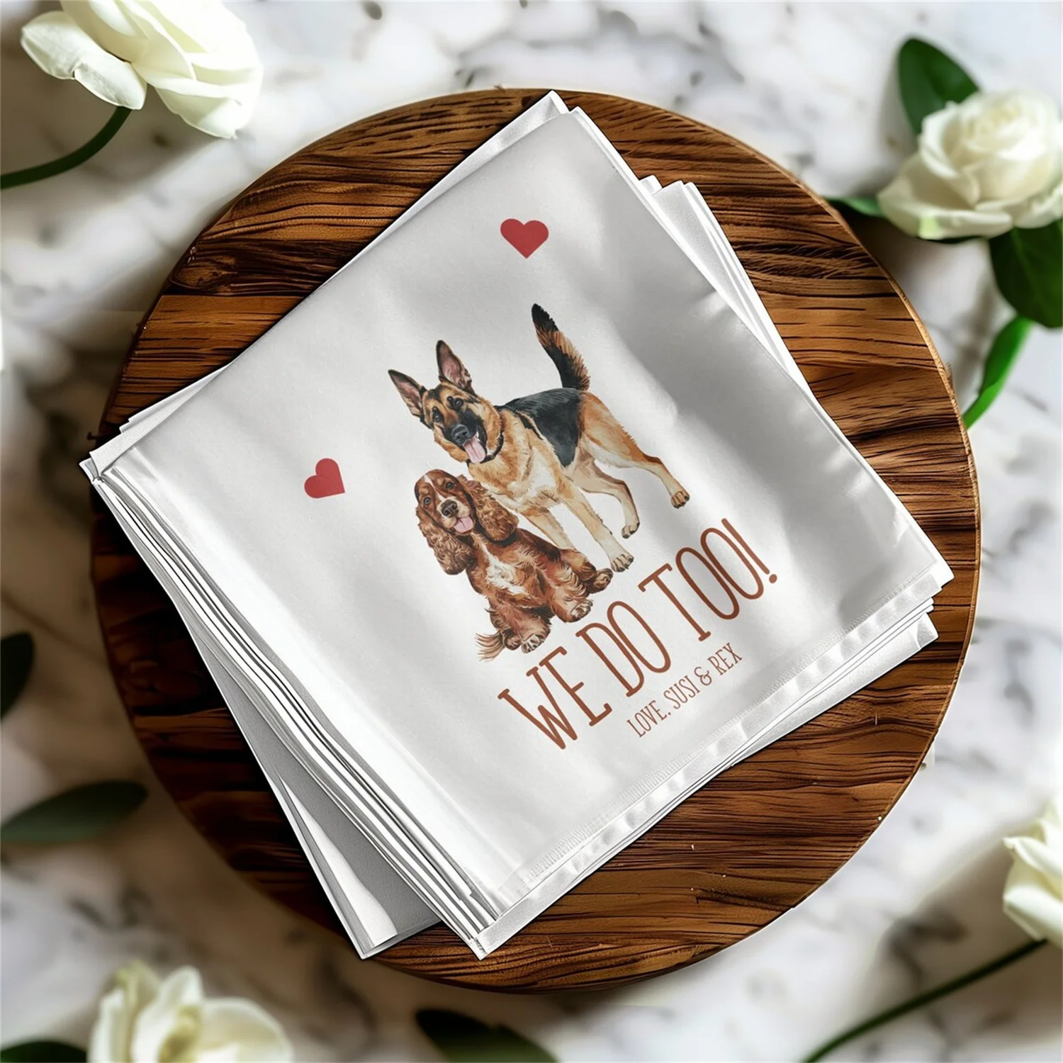 50 PCS Custom Pet Napkins, Personalized Dog Napkins, Wedding Napkins, Custom Pet Cocktail Napkins, Engagement Napkins, Cocktail