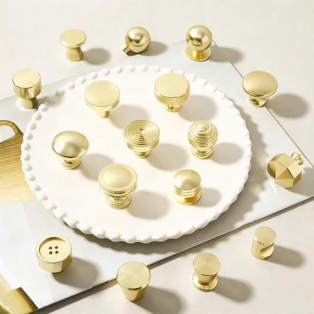 Modern Round Knob Single Hole Handle Gold Silver Aluminum Alloy For Euro Cabinet Cupboard Drawer Furniture Hardware Pull