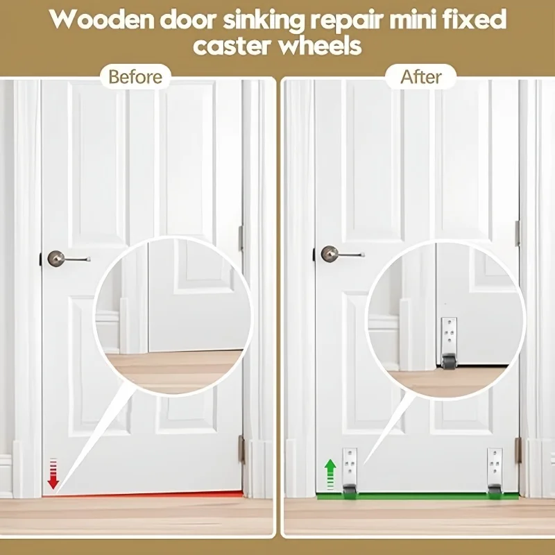 4pcs Doors Sinking Repair Caster Wheels Support Door Droop Pulley With Screws Silent Rubber Wheel Wooden Furniture Drawer Caster 2