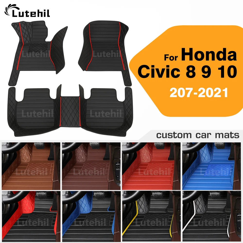 

Для Honda Civic 8 9 10 2007-2021 Автомобильный напольный коврик на заказ, автомобильный ковер, детали интерьера, аксессуары