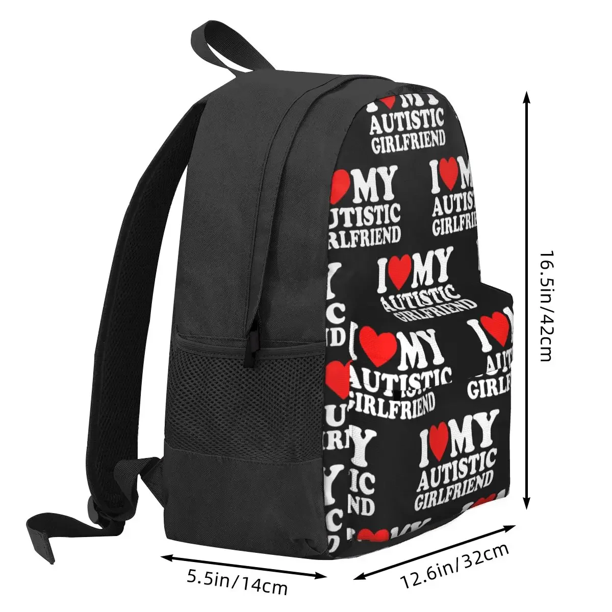 I Love My Autistic Girlfriend I Heart My Autistic GF Backpacks Bookbag School Bags Rucksack Laptop Rucksack Shoulder Bag