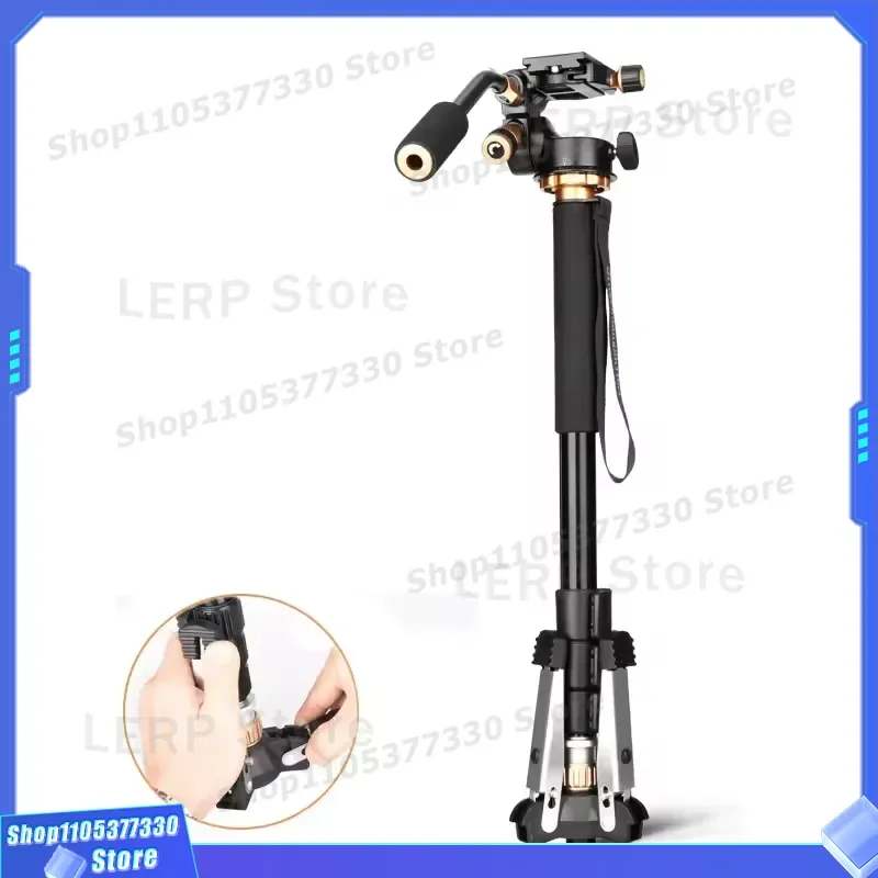 Lightweight Aluminum Monopod with Clamshell Lock Legs and Smooth Gimbal for Photography Video Recording Live Streaming Sturdy