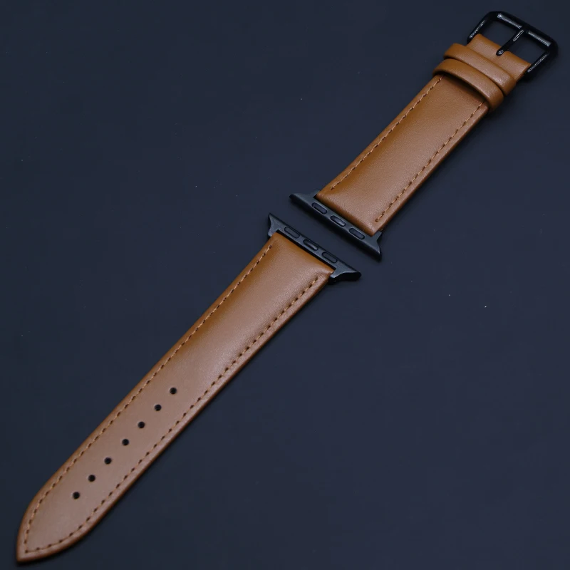 Brown Leather Band Loop Strap For Apple Watch 4 3 2 1 38mm 40mm , Men Leather Watch Band for iwatch 5 44mm 42mm Bracelet