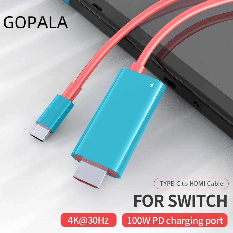 Kabel typu C do HDMI do gier HDTV z ładowaniem 4K 1080P 100W PD kompatybilny z laptopem, tabletem, telefonem komórkowym, SteamDeck