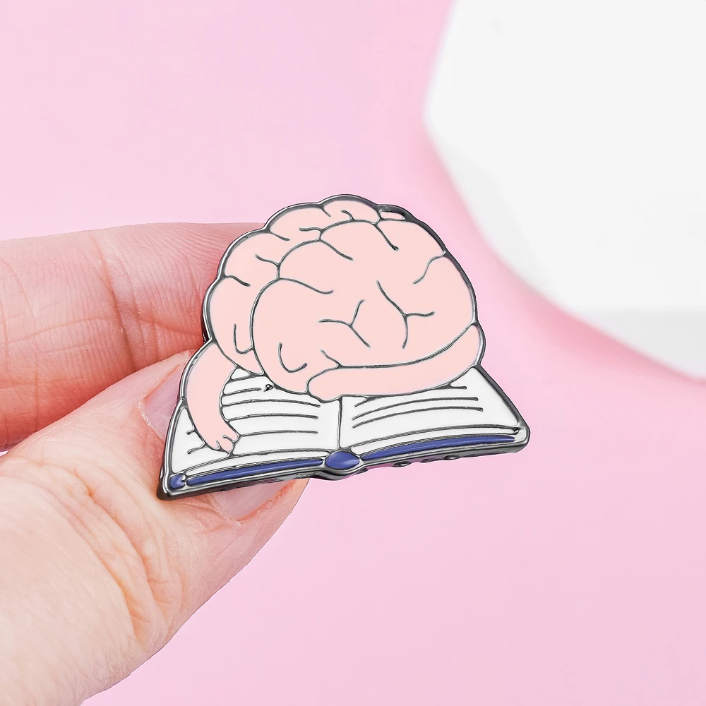 DCARZZ مضحك الدماغ المينا دبوس النساء الرجال على ظهره حقيبة التلبيب بروش شارة مجوهرات اكسسوارات هدايا