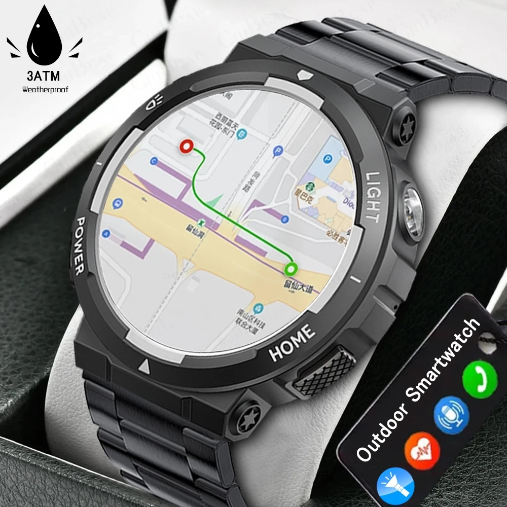 

Новый 3ATM Водонепроницаемый Smartwatch Мужские Открытый светодиодные фонари Спорт Фитнес Часы 1.53'' AMOLED HD Bluetooth Talk Smartwatch для Xiaomi