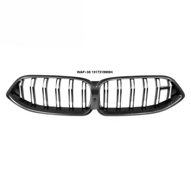 

Dry Carbon Fiber Double Slat Gloss Front Bumper Kidney Grill Grille for M8 F91 F92 F93 2020-IN Easy Replacement Installation