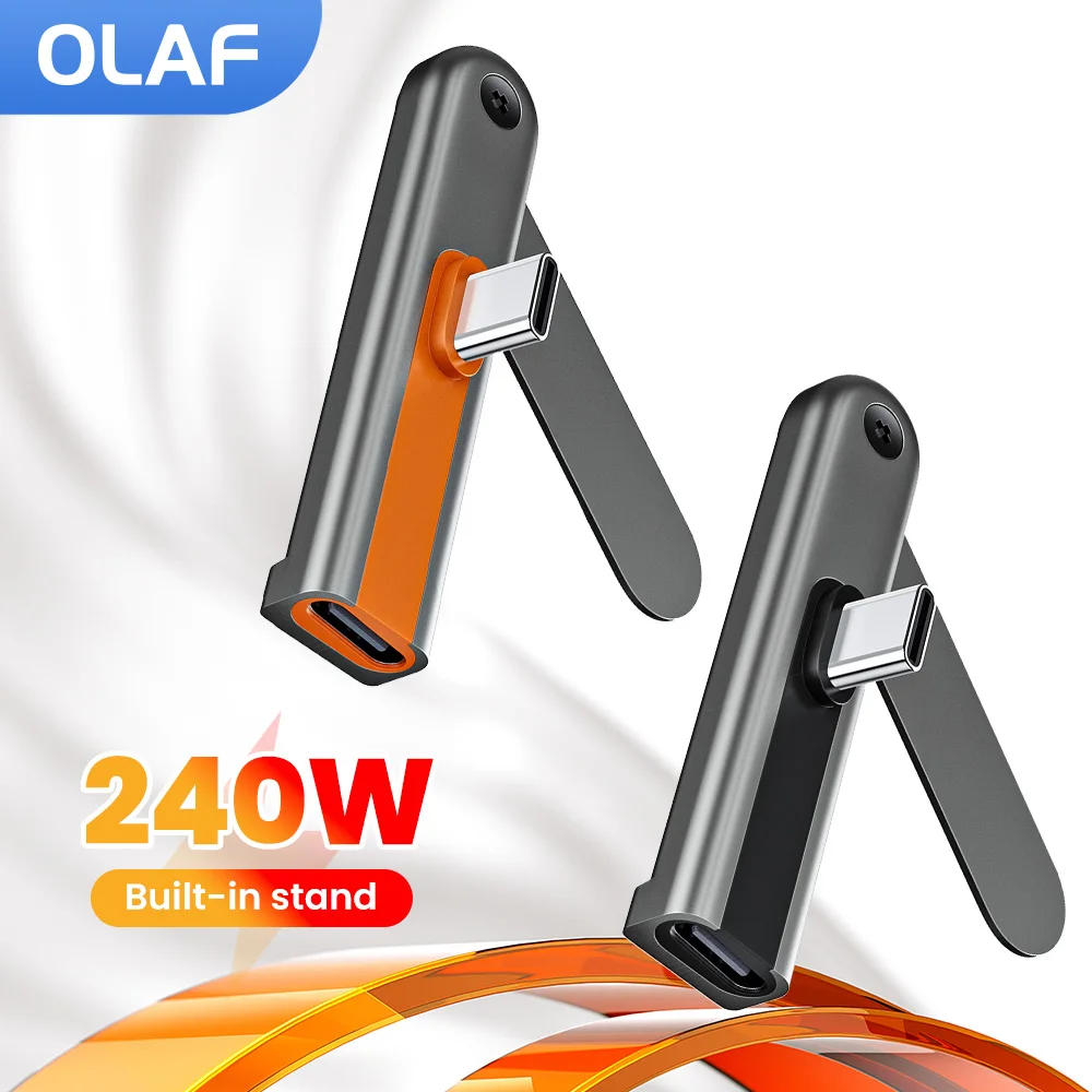 

240W Bracket Type C To Type C Adapter 360° Rotating Stand Phone Stand OTG Adapter Fast Data Transfer For iPhone 15 16 17 Samsung