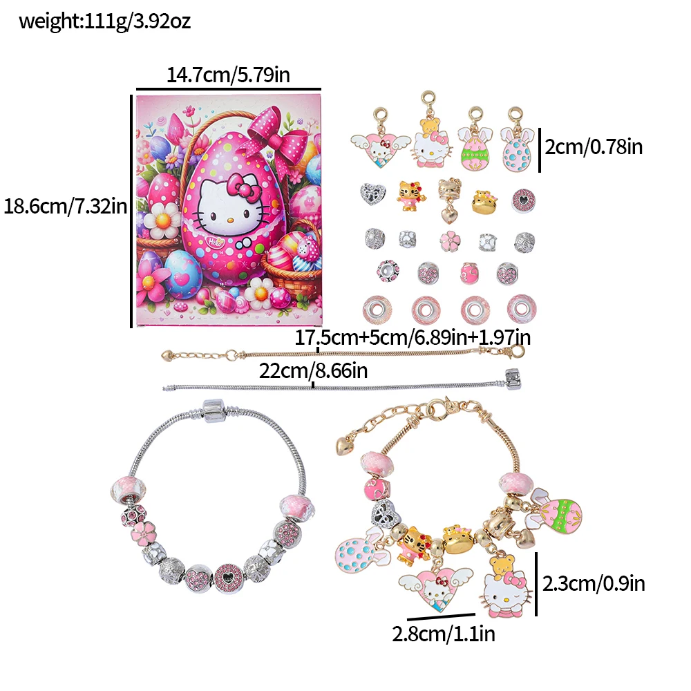 Kawaii Cartoon HelloKitty DIY Armband Emaille Anhänger Perle DIY Blind Box Kreative Spielzeug Schmuck Zubehör Geschenk für Kinder