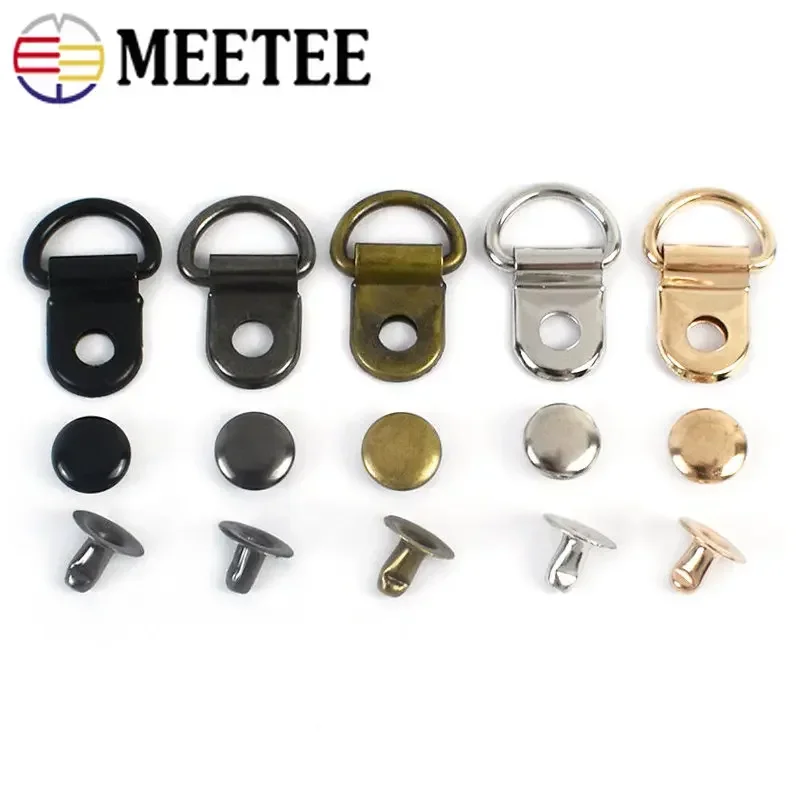 20/50 zestawów 9*14mm metalowa klamra pasek do torby złącze boczne D zapięcie pierścieniowe buty karabinek bagażowy gwoździe klamry DIY akcesoria sprzętowe