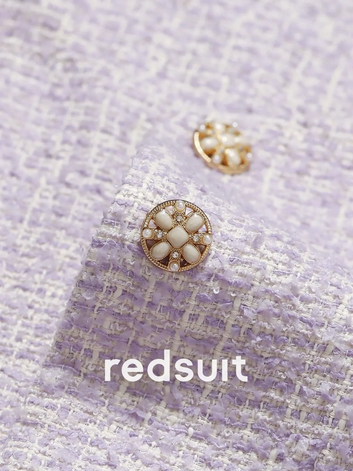 New Light purple coarse tweed round neck short jacket, high-end and good-looking top   Custom Size