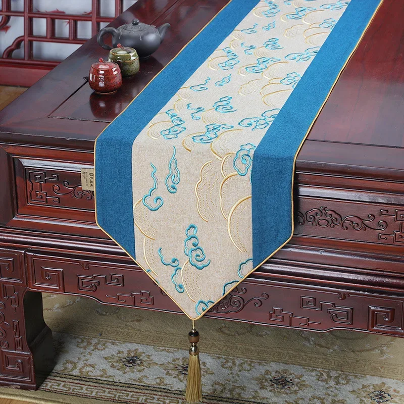 Dustproof Tablecloth Table Flag Embroidery Design Easy To Clean Waterproof Tea Table Rectangular Cover Cloth Kitchen Available