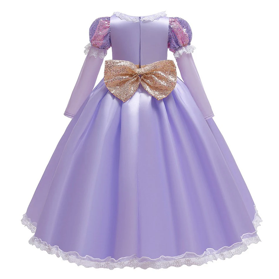 Children Princess Dress Little Girls Wedding Christmas Lace Dress Up Kids Rapunzel Carnival Party Long Sleeve Cosplay Dresses