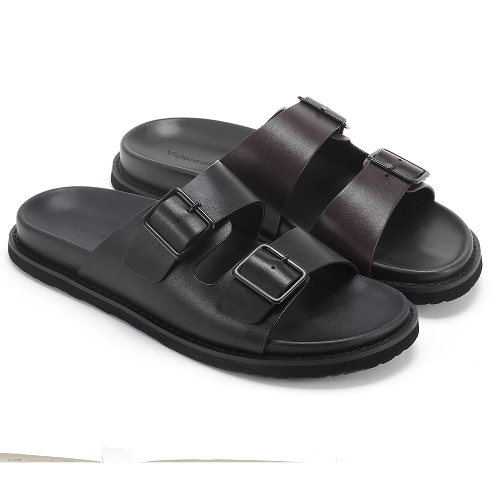 Men's Non-Slip Calf Leather Sandals Source Factory Slides Beach Slippers Outdoor Shoes Comfortable Breathable Summer Footwear