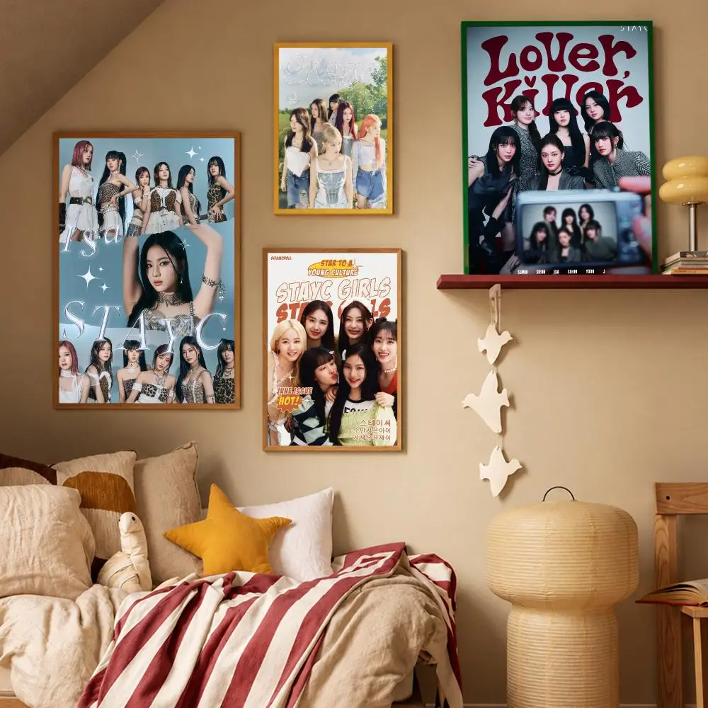 Group K-Pop STAYC Poster HD Waterproof Wall Art Posters Self Adhesive Bedroom Living Room Home Decor Gift - view 2