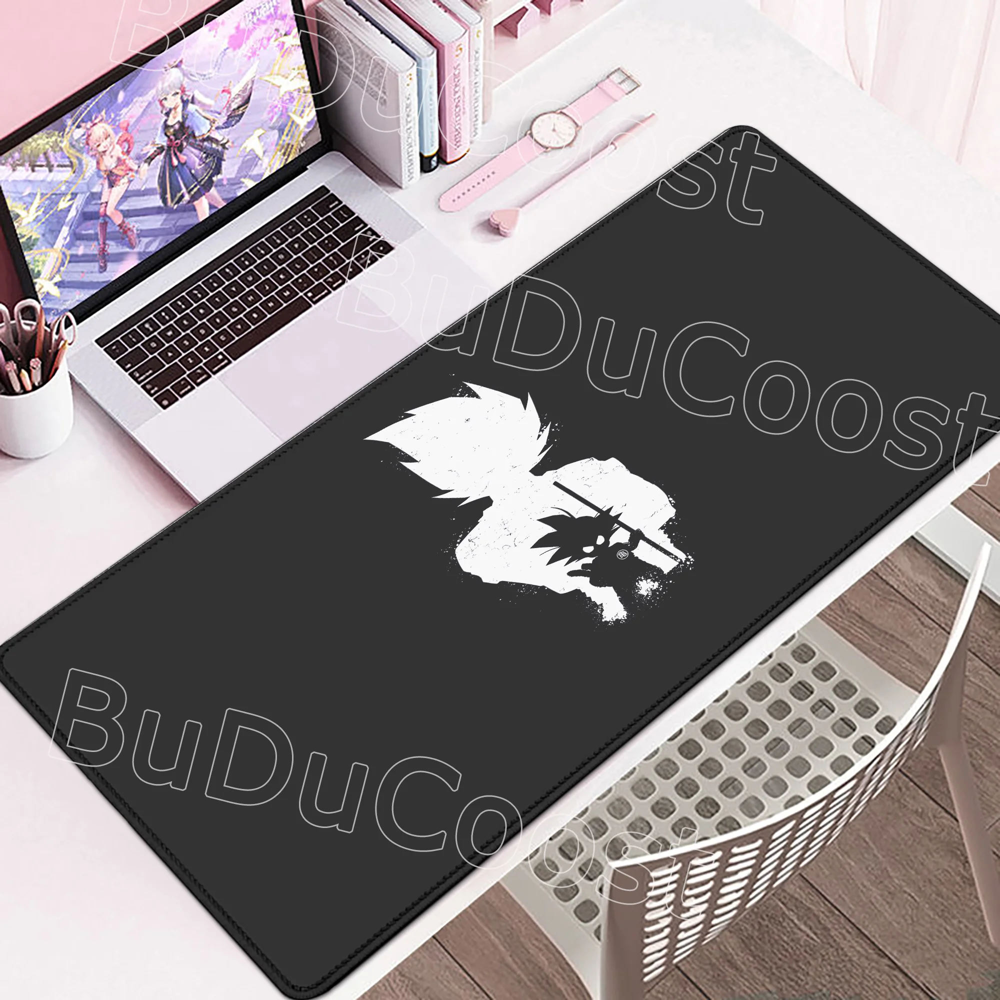 

Cute Black Mouse Pad Anti-slip Desk Mat Laptop PC Accessories Mousepad Large Extended Keyboard Mat Game Genshin Impact CSGO Pad