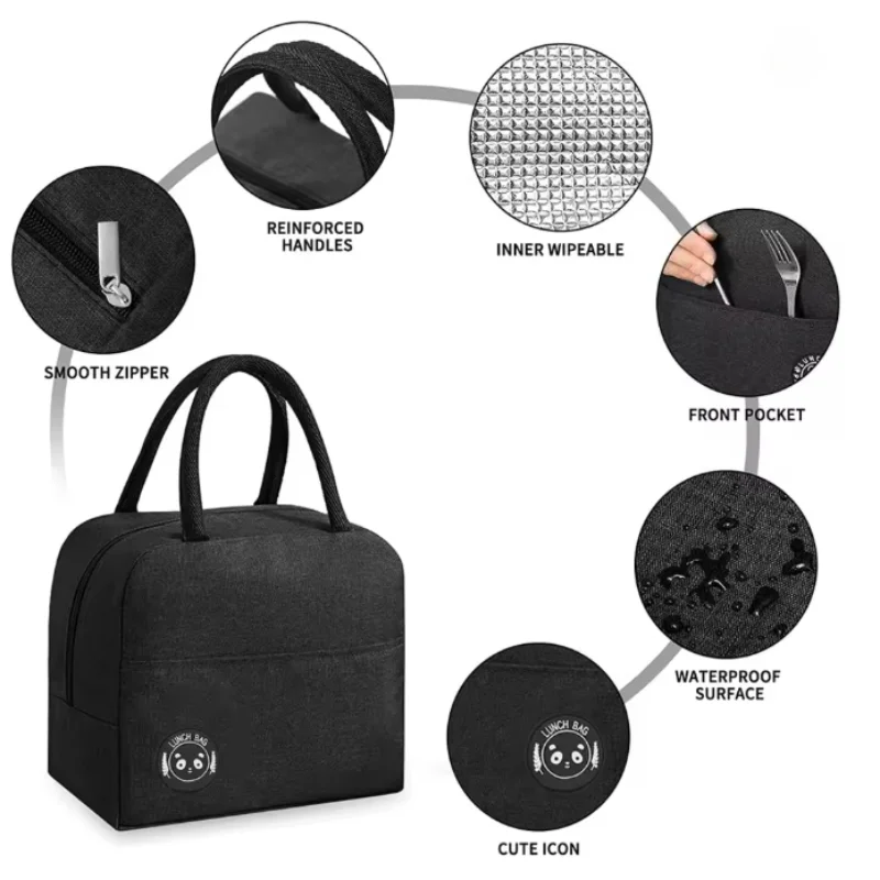 

Детская изолированная сумка для обеда, термосумка для бенто из алюминиевой фольги, водонепроницаемая ткань Оксфорд для хранения еды для школы