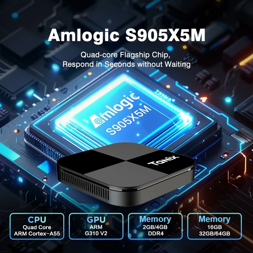 Original Tanix TX5 Plus TV Box Amlogic S905X5M AV1 BT DDR4 Android14 Wifi5 4K HDR Home Media Player 1000M Lan Set Top Box