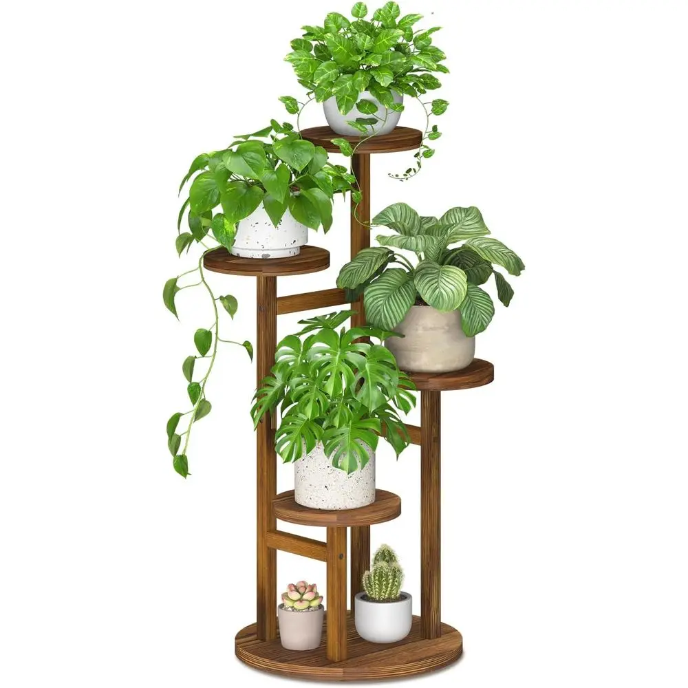 

4-ярусная деревянная подставка для растений, высокая полка для орхидей, многофункциональный держатель, подходит для гостиной, балкона и улицы
