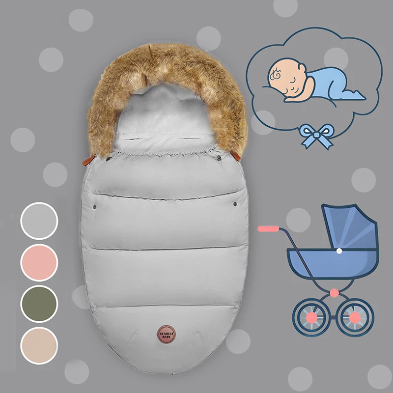 Baby Sleeping Bags Winter Thick Children Cart Bag Trendy Warm Babies Swaddle Removable Thicker Fur Collar Newborns Accessories