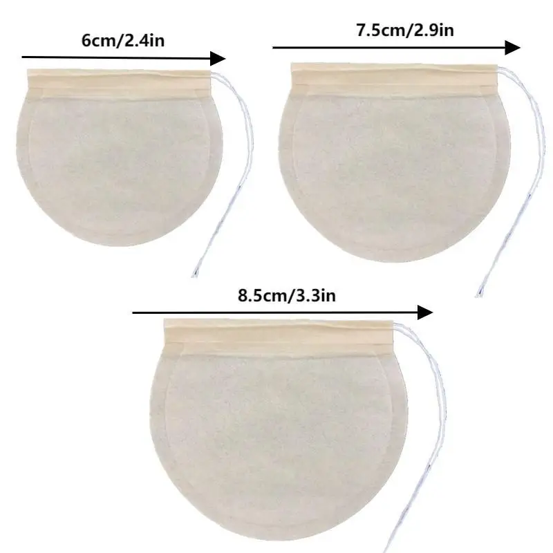 أكياس الشاي القابل للتصرف أكياس الشاي متعددة الحجم للشاي أوراق فضفاضة فارغة كبيرة معطرة كيس مزموم برباط أكياس تصفية القهوة المثلجة