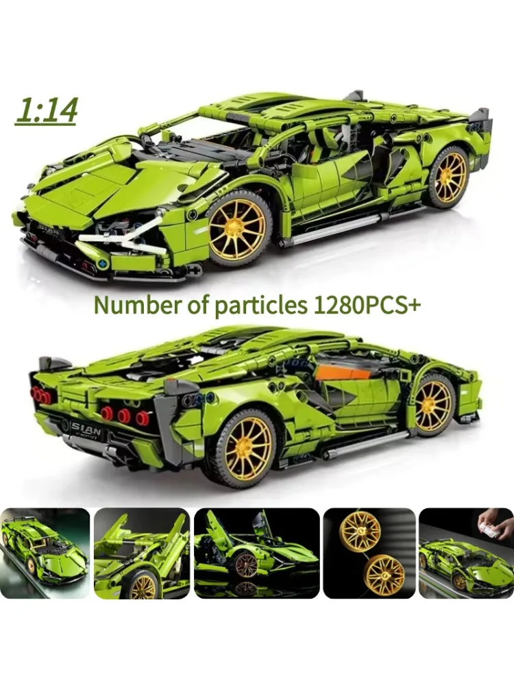Technologie Racewagen Blok Model 1280PCS + 1:14 Motion Speed Auto Model Mechanische Super Blok Montage Speelgoed Kinderen volwassen Geschenken - afbeelding 2