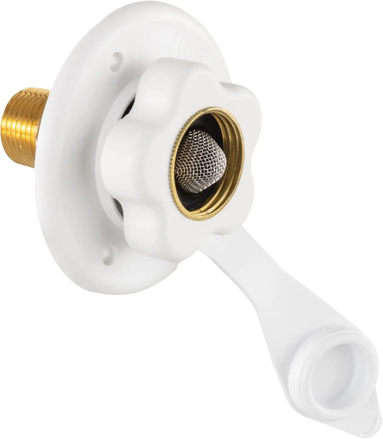 RV White City Water Fill Inlet Flange Brass with Check Valve | Made in America (No Hose Elbow)