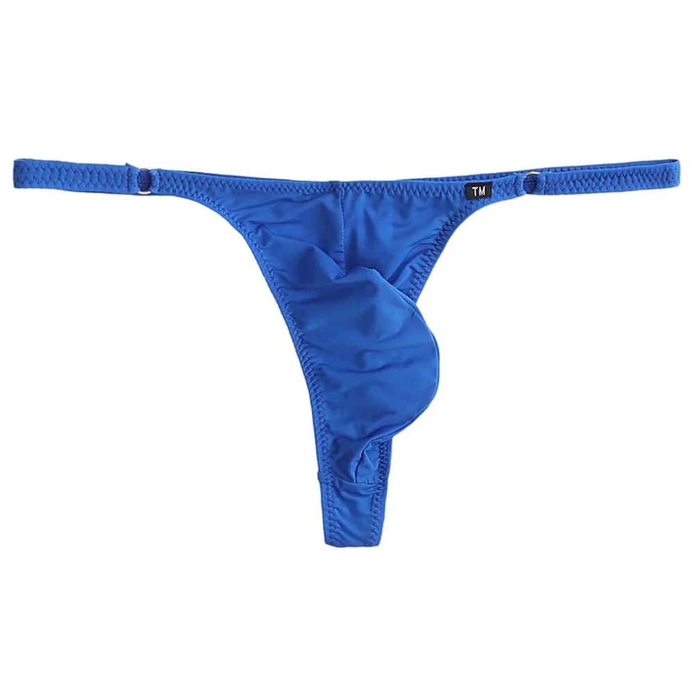 For All Seasons Soft Fabric Big Pouch Men Elastic Thin Strap Thongs Underwear T-Pants G-strings Man Lingerie
