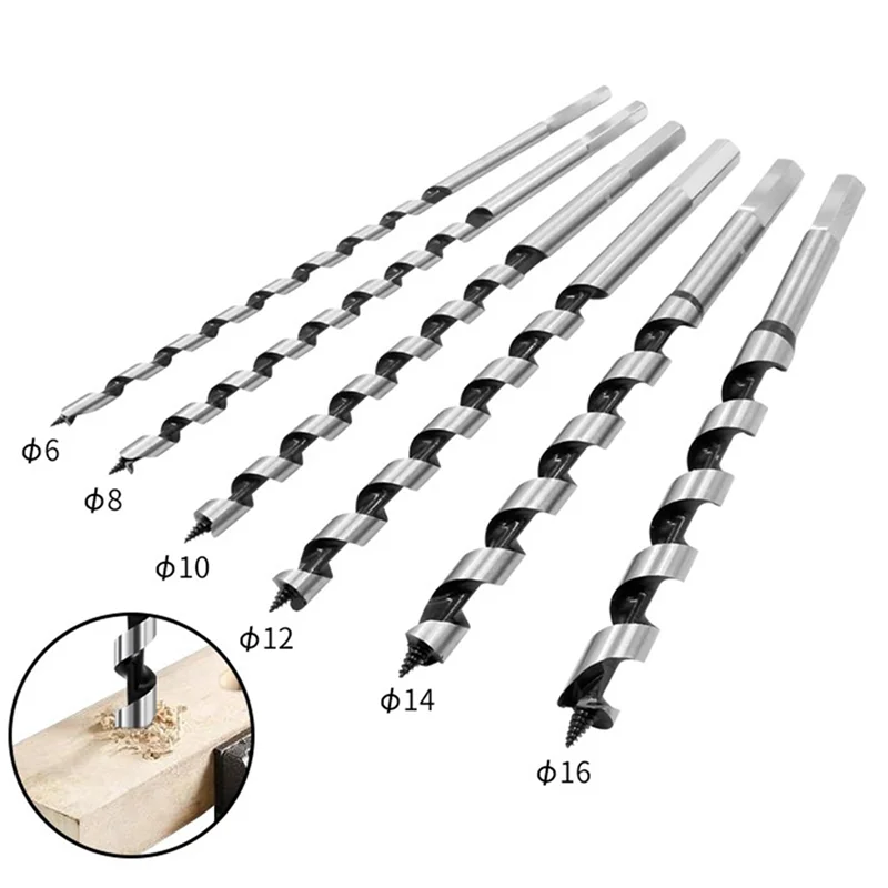 

High Quality-Lengthening Woodworking Roller Drill 230Mm Set With Hexagonal Handle Wood Twist Wood Hole Drill 6-Piece Set Easy To