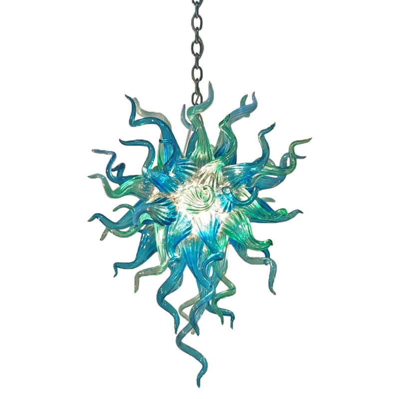 

Longree Aqua Blue Pendant Lighting Handmade Blown Glass Loft Bar Ceiling Hanging Lamp Chandeliers for Kitchen Island Dining Room