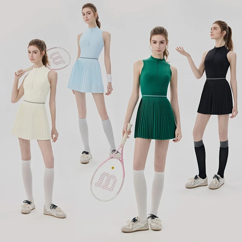 SharpStar Women'S Sleeveless Tennis Dress Hollowed Out Back Sport Dress With Chest Pad Quick Dry Pickeball Dress With Shorts