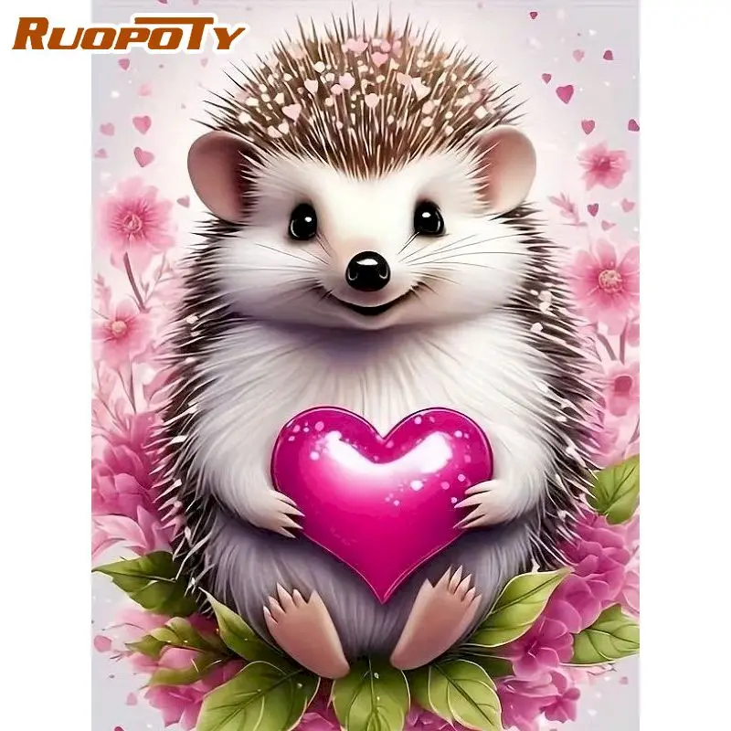 RUOPOTY 5d Diamond Painting Handmade Diamond Art Embroidery Hedgehog Full Round/Square Interior For Adults Decorative Paintings